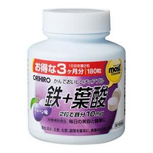 Orihiro Acid Folic Most Chewable Iron 180 Tables